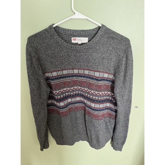 Levi's Men's Pullover Nordic Style Long Sleeve Sweater Gray Medium - Picture 1 of 4
